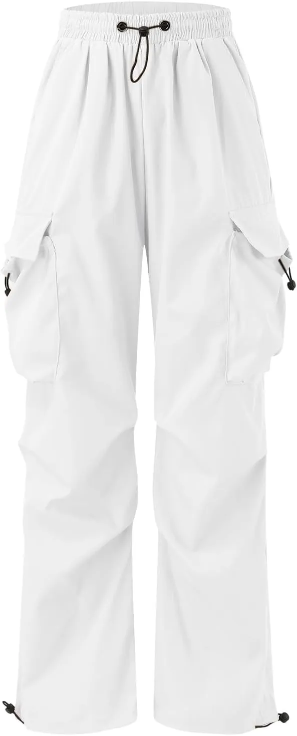 Mens Sweatpants with Pockets Wide Leg Baggy Elastic Waist Parachute Pants Lightweight Drawstring Comfy Casual Cargo Joggers