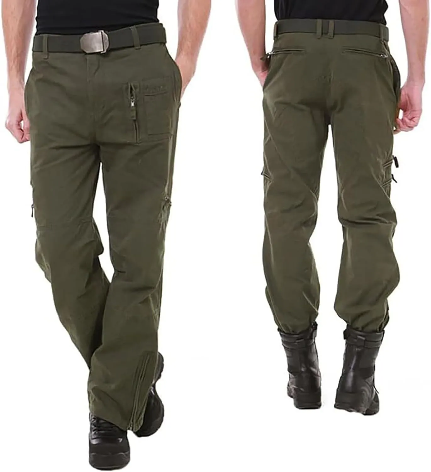 Men's Tactical Pants Big and Tall Loose Fit Straight Leg Cargo Pants Outdoor Jogging Hiking Pants for Fishing Mountaineering
