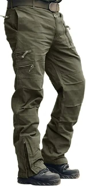 Men's Tactical Pants Big and Tall Loose Fit Straight Leg Cargo Pants Outdoor Jogging Hiking Pants for Fishing Mountaineering