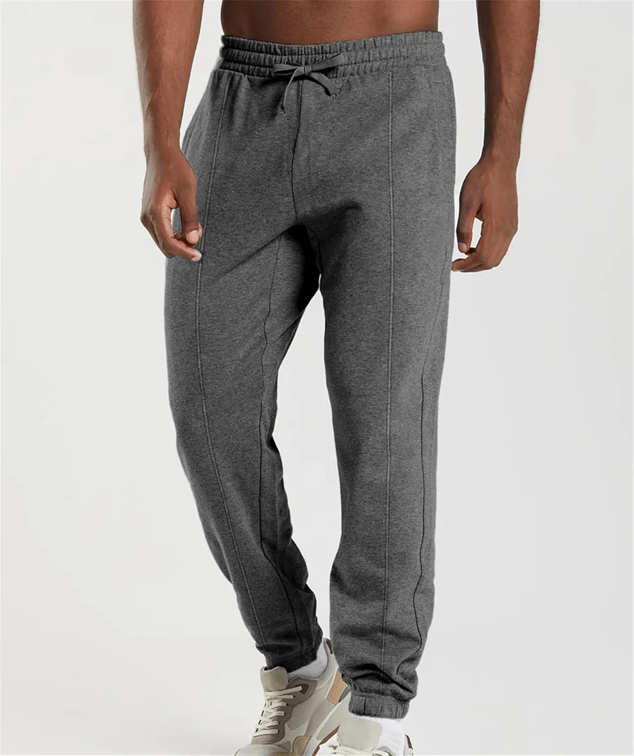 Men's Workout Tapered Pants Stripe Drawstring Sweatpants Slim Fit Solid Baggy Pants Gym Athletic Joggers Sweatpants