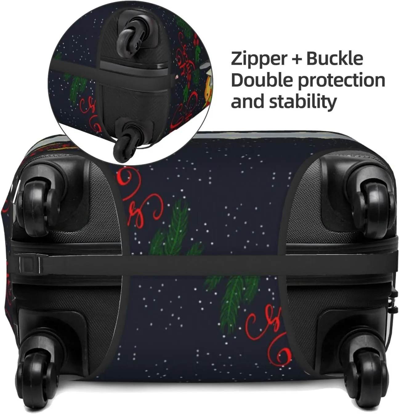 Merry Christmas Elk Luggage Cover Washable Elasticated Luggage Covers for Suitcase TSA Approved Stylish Scratch Resistant Luggage Case Protector