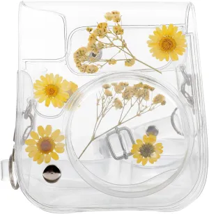 Mini 11/9/8 Instant Camera Bag Yellow Daisy Pattern Protective Case Removable Shoulder Strap Compact Design