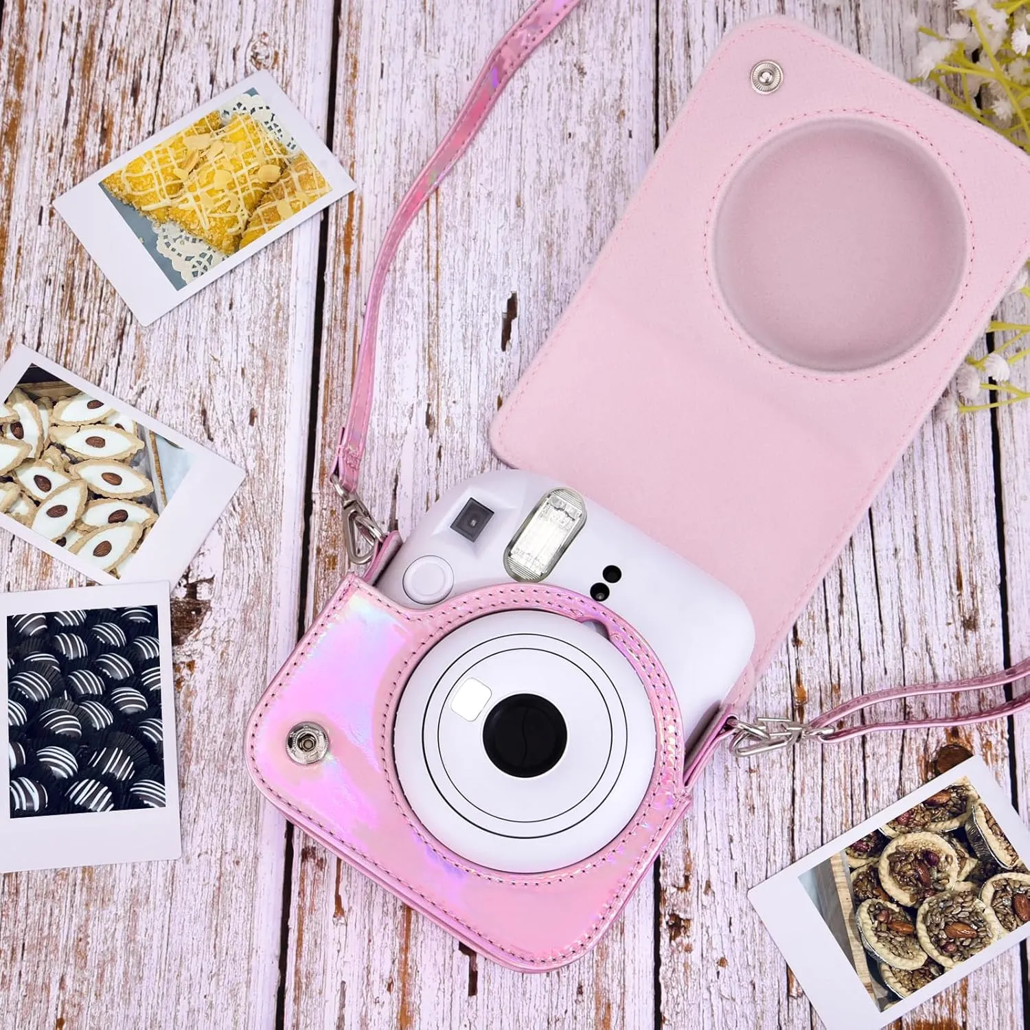 Mini 12 Instant Camera Case, PU Leather Protective Compact Case Compatible with Instax Mini 12 Instant Camera (Bright Pink)