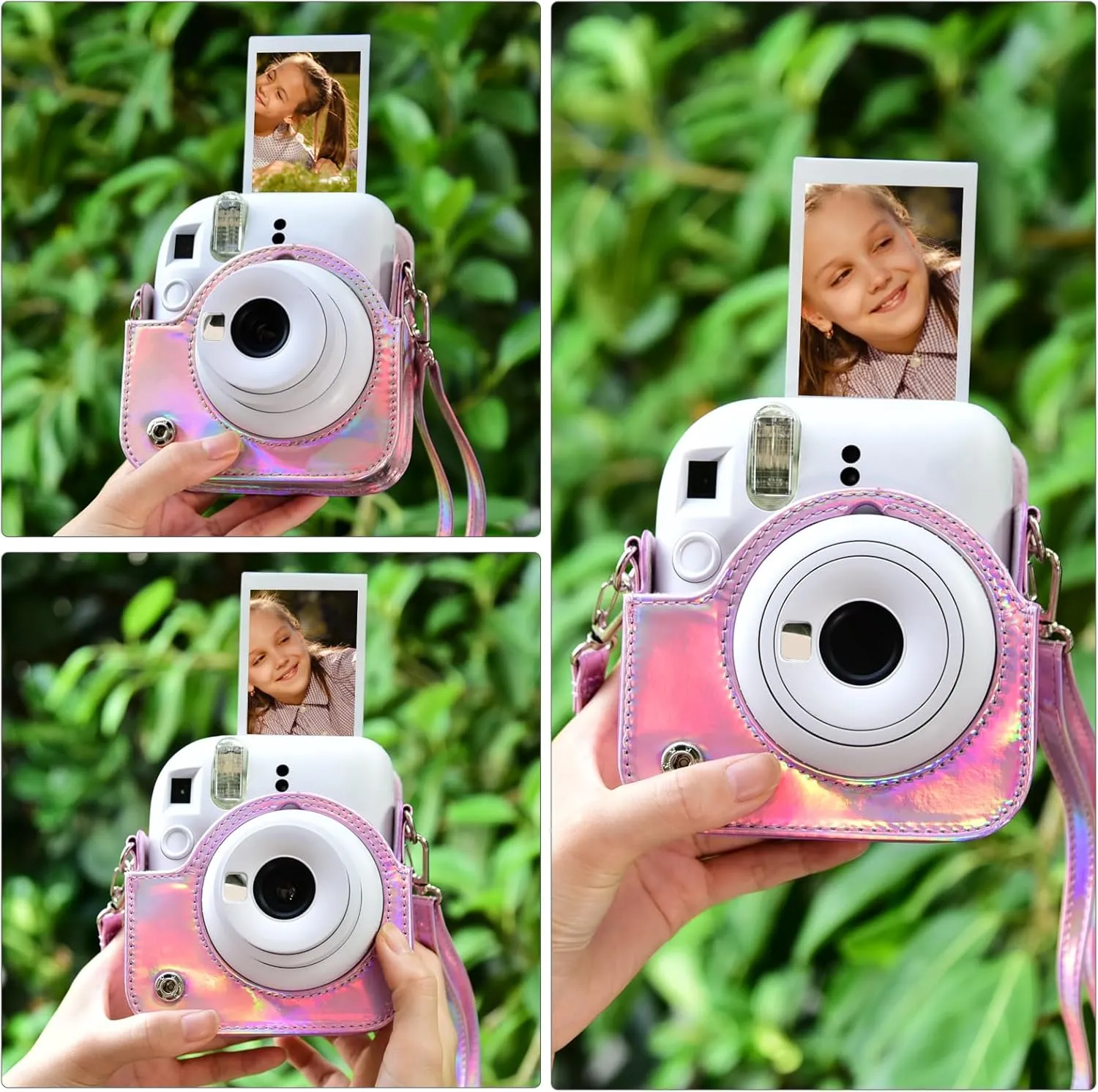 Mini 12 Instant Camera Case, PU Leather Protective Compact Case Compatible with Instax Mini 12 Instant Camera (Bright Pink)