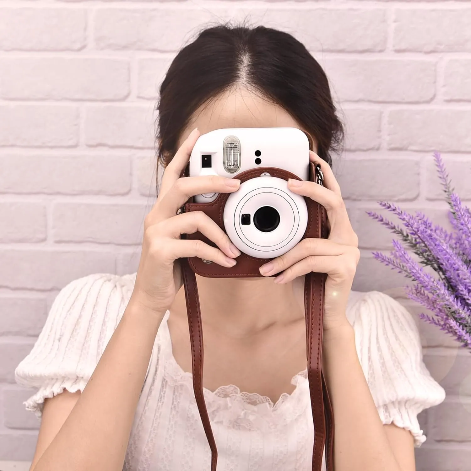 Mini 12 Instant Camera Case, PU Leather Protective Compact Case Compatible with Instax Mini 12 Instant Camera (Brown)