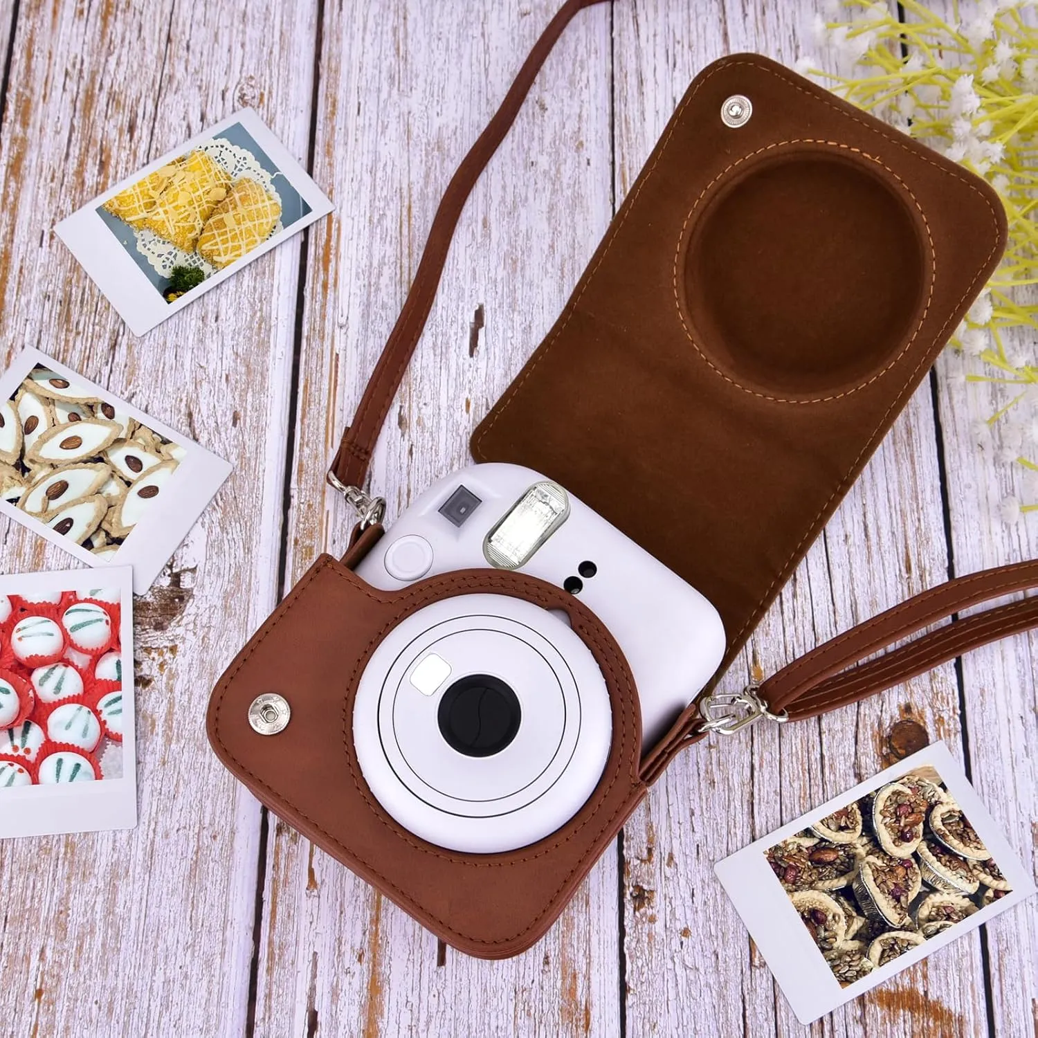 Mini 12 Instant Camera Case, PU Leather Protective Compact Case Compatible with Instax Mini 12 Instant Camera (Brown)
