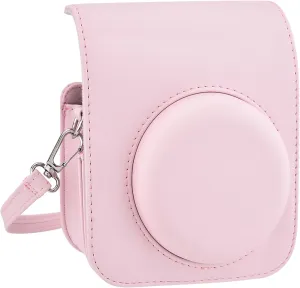 Mini 12 Instant Camera Case, PU Leather Protective Compact Case Compatible with Instax Mini 12 Instant Camera (Pink)