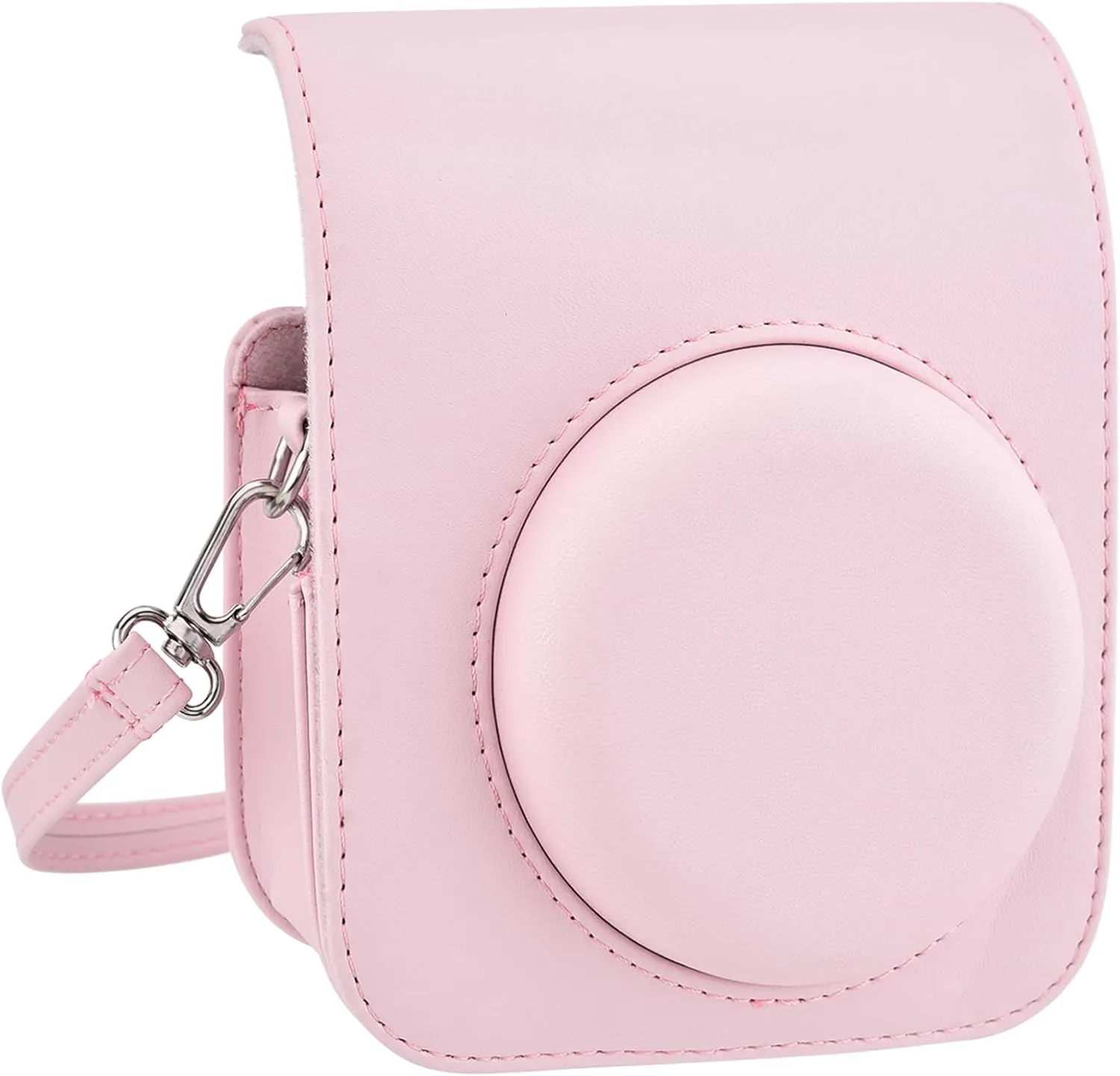 Mini 12 Instant Camera Case, PU Leather Protective Compact Case Compatible with Instax Mini 12 Instant Camera (Pink)