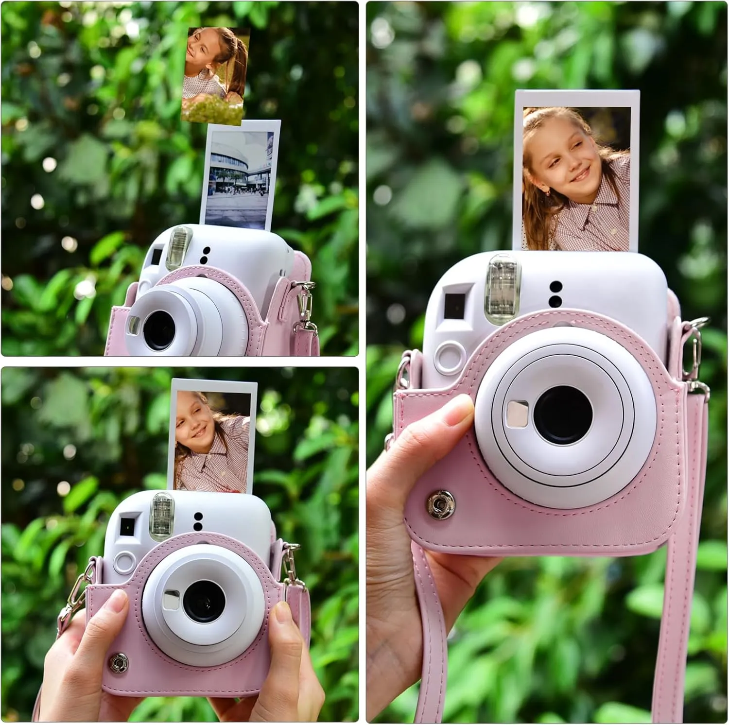 Mini 12 Instant Camera Case, PU Leather Protective Compact Case Compatible with Instax Mini 12 Instant Camera (Pink)