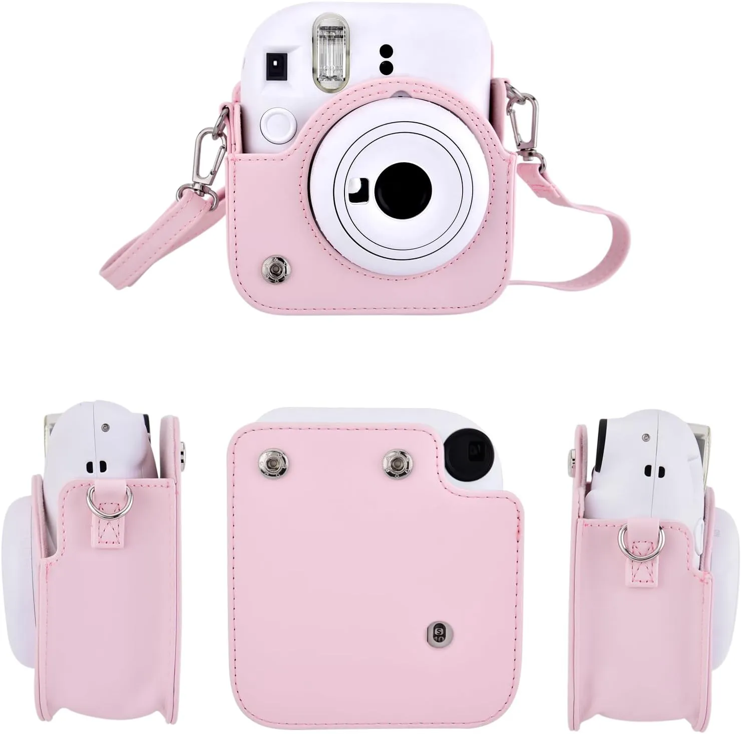 Mini 12 Instant Camera Case, PU Leather Protective Compact Case Compatible with Instax Mini 12 Instant Camera (Pink)