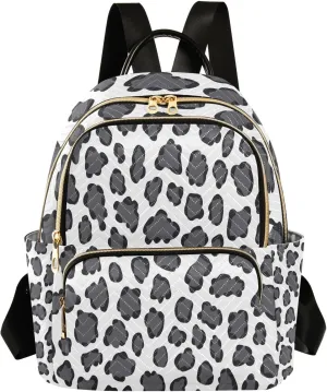 Mini Backpack for Women Black White Leopard Print Pattern Small Purse Daypacks Stylish Bags Lightweight Travel Backpacks for College Shopping Work Dating