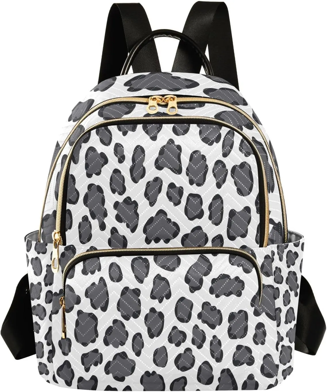 Mini Backpack for Women Black White Leopard Print Pattern Small Purse Daypacks Stylish Bags Lightweight Travel Backpacks for College Shopping Work Dating
