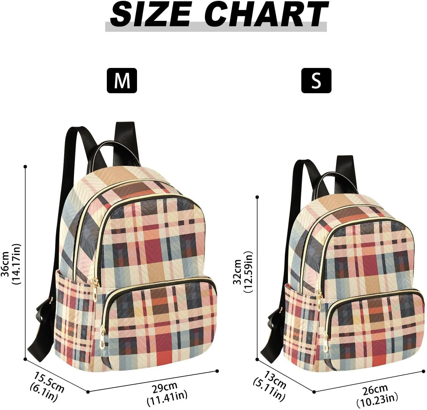 Mini Backpack for Women Brown Beige Checked Plaid Small Purse Daypacks Stylish Bags Lightweight Travel Backpacks for College Shopping Work Dating