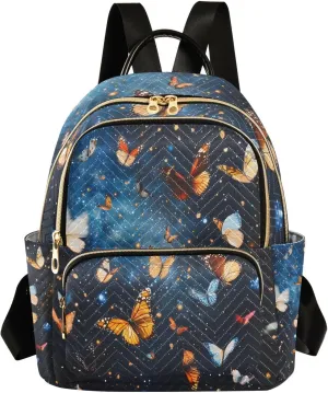 Mini Backpack for Women Butterfly Starry Sky Small Purse Daypacks Stylish Bags Lightweight Travel Backpacks for College Shopping Work Dating