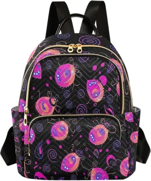 Mini Backpack for Women Colorful Ladybug Purple Small Purse Daypacks Stylish Bags Lightweight Travel Backpacks for College Shopping Work Dating