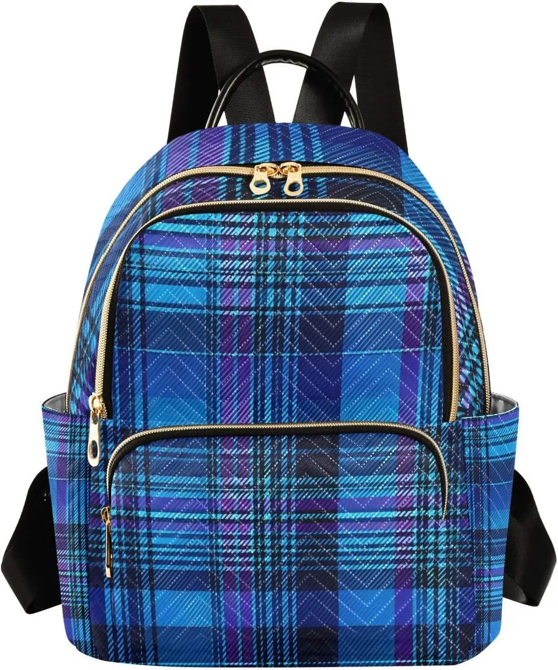 Mini Backpack for Women Cool Tone Plaid Pattern Small Purse Daypacks Stylish Bags Lightweight Travel Backpacks for College Shopping Work Dating