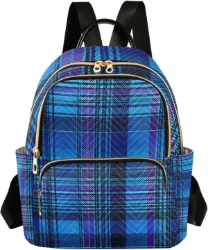 Mini Backpack for Women Cool Tone Plaid Pattern Small Purse Daypacks Stylish Bags Lightweight Travel Backpacks for College Shopping Work Dating