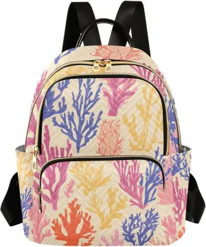 Mini Backpack for Women Coral Purple Pink Marine Small Purse Daypacks Stylish Bags Lightweight Travel Backpacks for College Shopping Work Dating