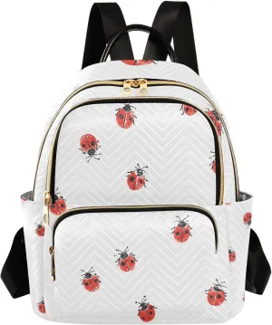 Mini Backpack for Women Cute Ladybug Red Pattern Small Purse Daypacks Stylish Bags Lightweight Travel Backpacks for College Shopping Work Dating