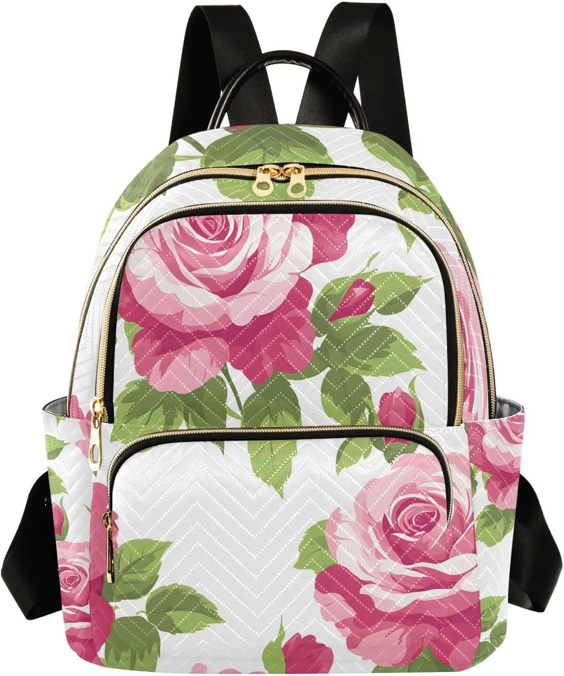 Mini Backpack for Women Flower Pink White Pattern Small Purse Daypacks Stylish Bags Lightweight Travel Backpacks for College Shopping Work Dating
