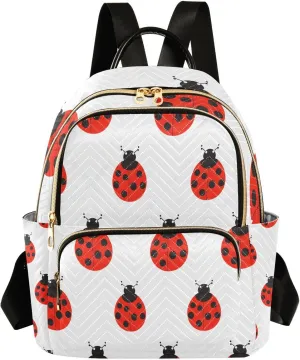Mini Backpack for Women Ladybug Pattern Red Small Purse Daypacks Stylish Bags Lightweight Travel Backpacks for College Shopping Work Dating