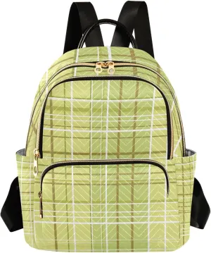 Mini Backpack for Women Lime Yellow Plaid Pattern Small Purse Daypacks Stylish Bags Lightweight Travel Backpacks for College Shopping Work Dating