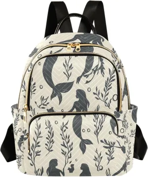 Mini Backpack for Women Mermaid Pattern Small Purse Daypacks Stylish Bags Lightweight Travel Backpacks for College Shopping Work Dating