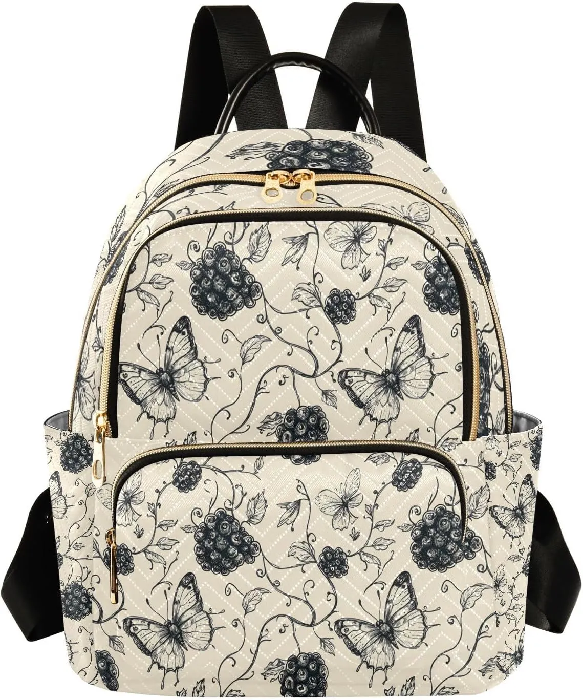 Mini Backpack for Women Mulberry Butterfly Pattern Grey Small Purse Daypacks Stylish Bags Lightweight Travel Backpacks for College Shopping Work Dating