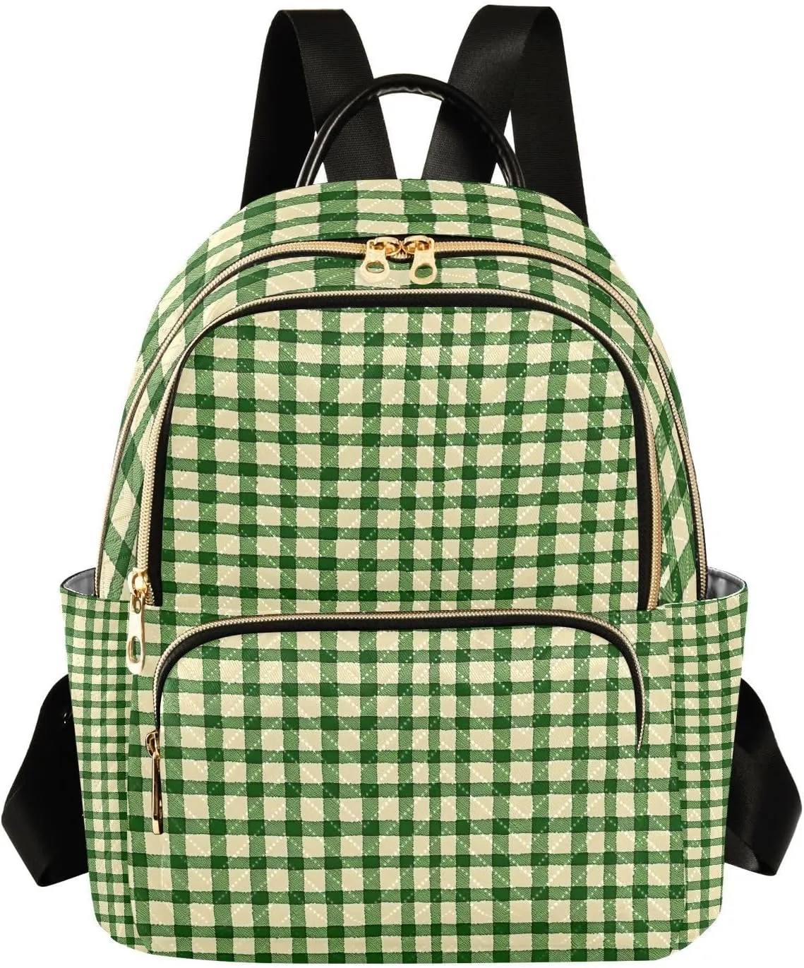 Mini Backpack for Women Pattern Green Plaid Pattern Small Purse Daypacks Stylish Bags Lightweight Travel Backpacks for College Shopping Work Dating
