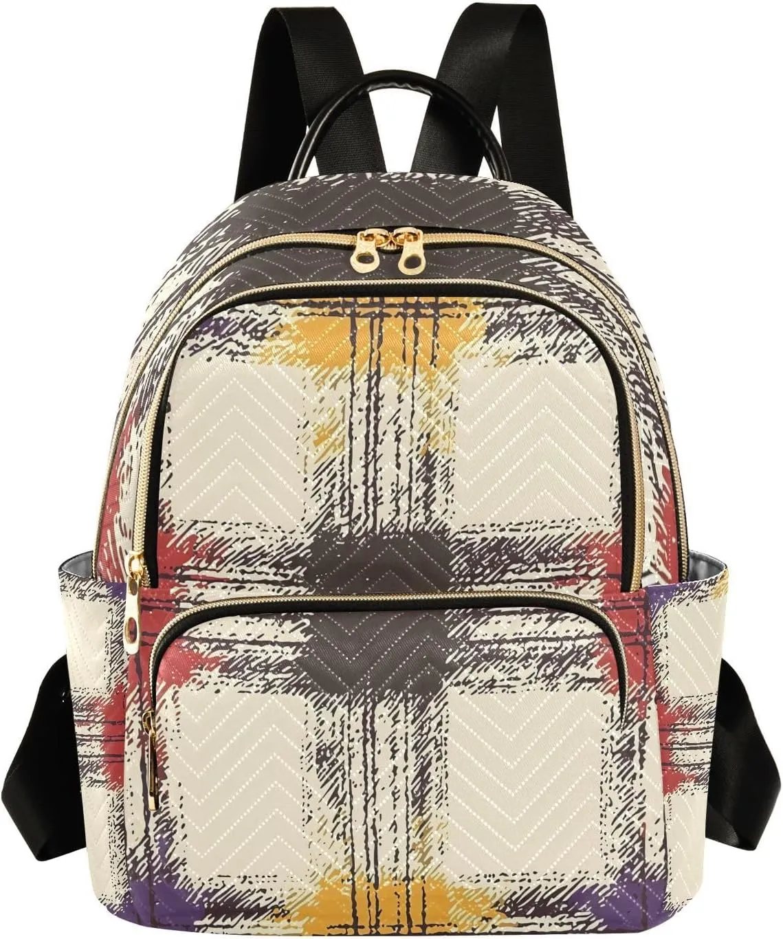 Mini Backpack for Women Sketchy Plaid Pattern Small Purse Daypacks Stylish Bags Lightweight Travel Backpacks for College Shopping Work Dating