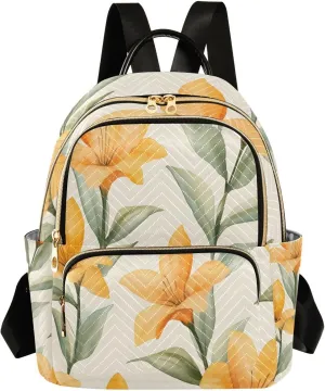 Mini Backpack for Women Watercolor Yellow Flowers Pattern Small Purse Daypacks Stylish Bags Lightweight Travel Backpacks for College Shopping Work Dating