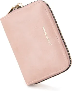 Montana West Small Credit Card Holder for Women Rfid Blocking Compact Card Organizer Multiple Card Slots With Zipper