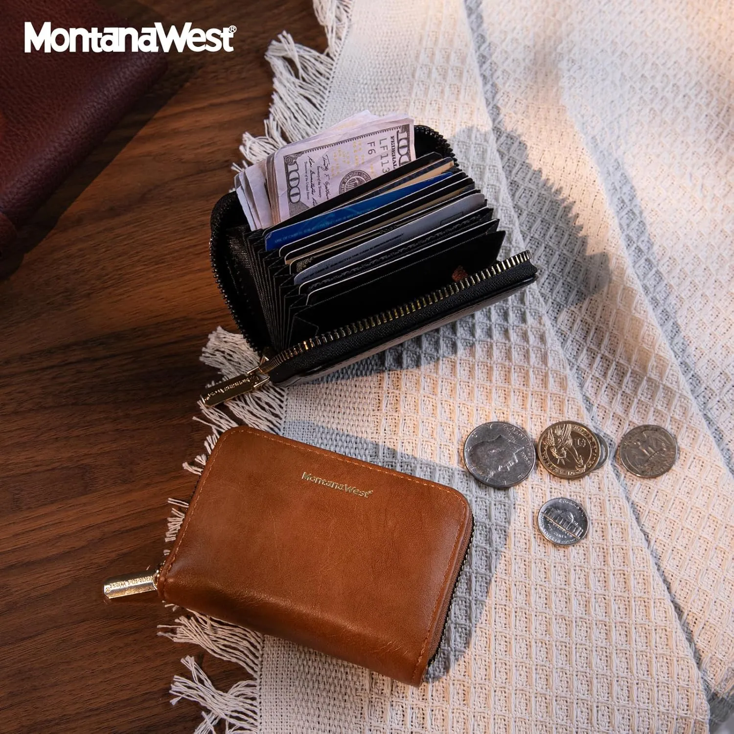 Montana West Small Credit Card Holder for Women Rfid Blocking Compact Card Organizer Multiple Card Slots With Zipper