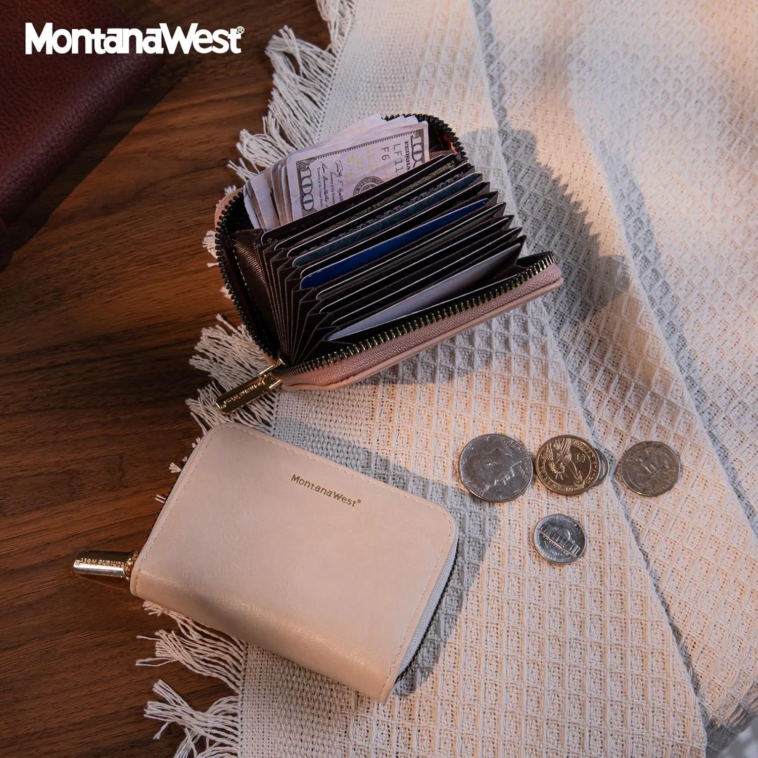 Montana West Small Credit Card Holder for Women Rfid Blocking Compact Card Organizer Multiple Card Slots With Zipper