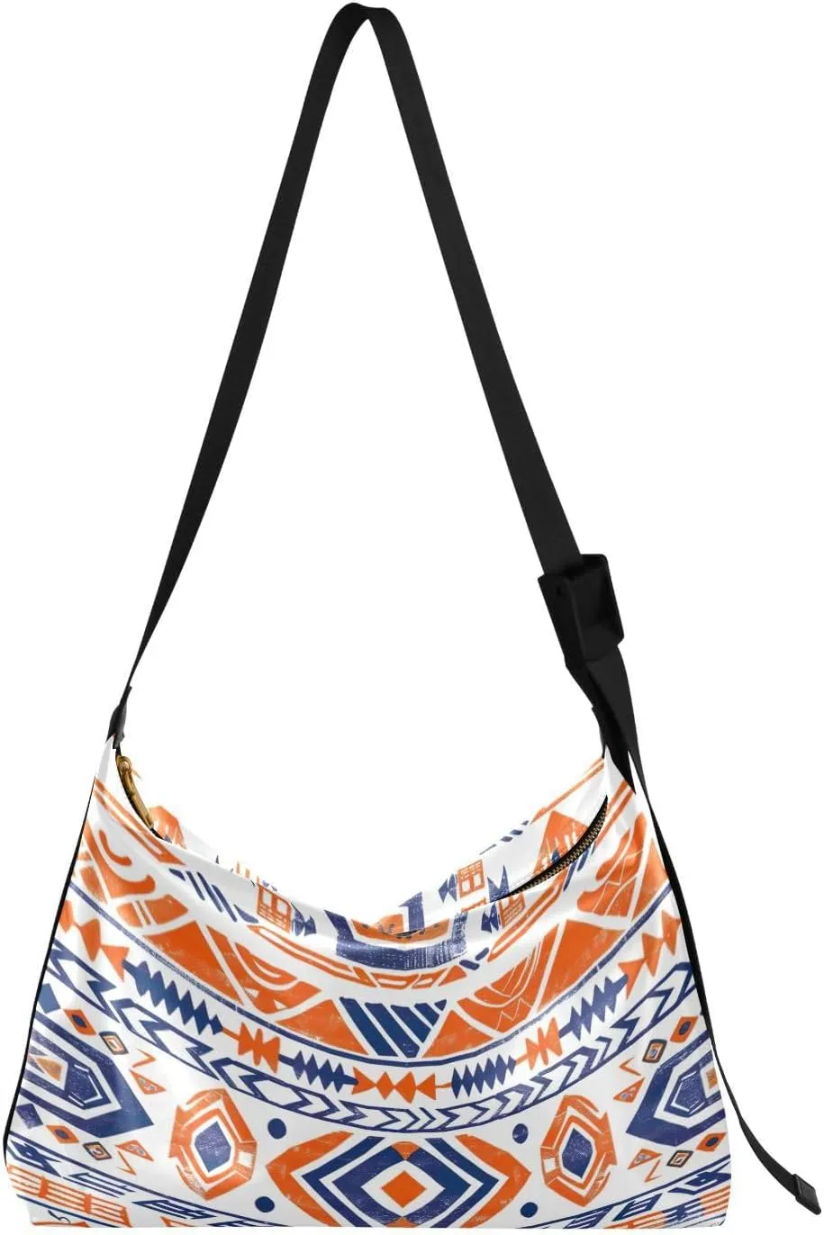 Native American Tribal Shoulder Bag for Women Waterproof PU Leather Hobo Bags Crossbody Purse with Zipper Closure