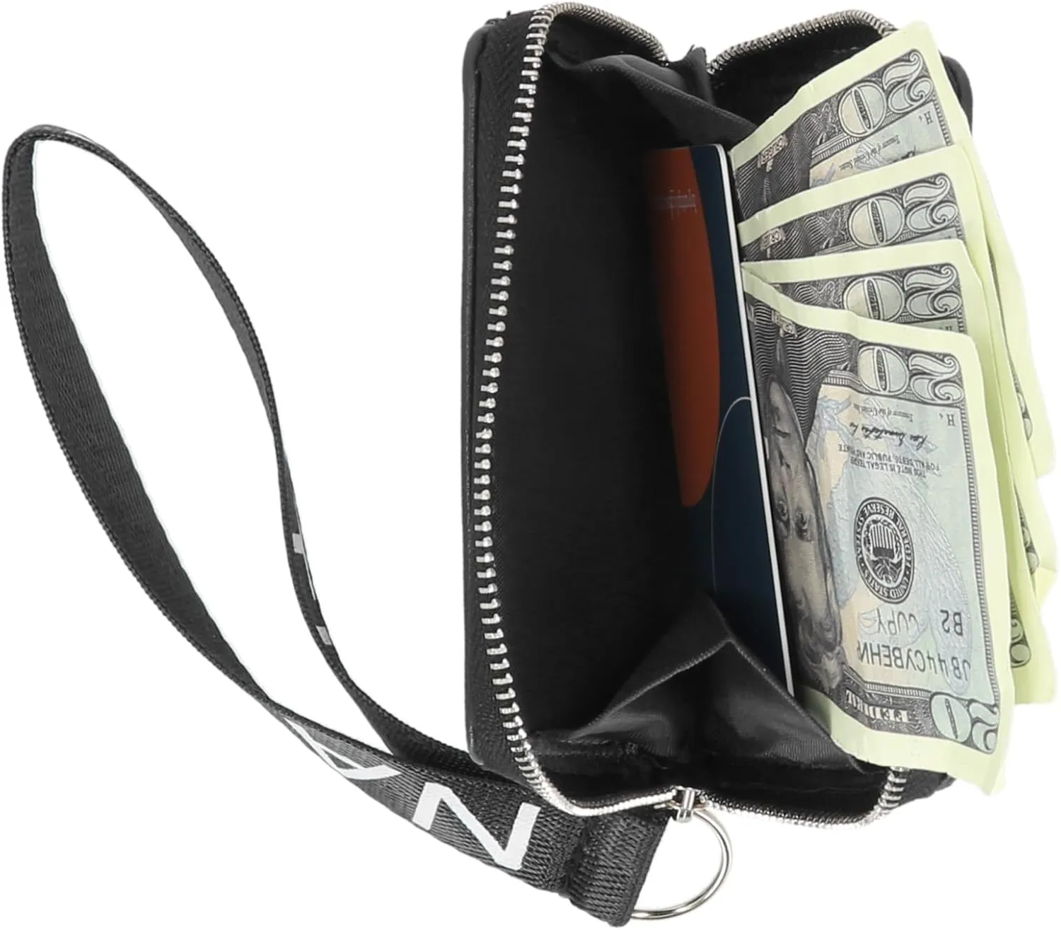 Nautica Everglades Small Wallet for Women, Compact Thin Wristlet, Credit Card Wallet with ID Window, Zippered Coin Purse, Black