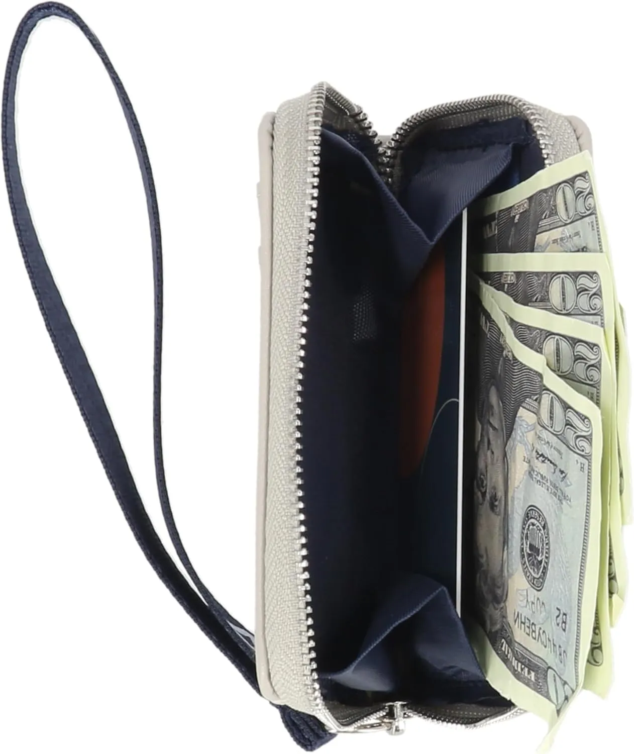 Nautica Everglades Small Wallet for Women, Compact Thin Wristlet, Credit Card Wallet with ID Window, Zippered Coin Purse, Dove