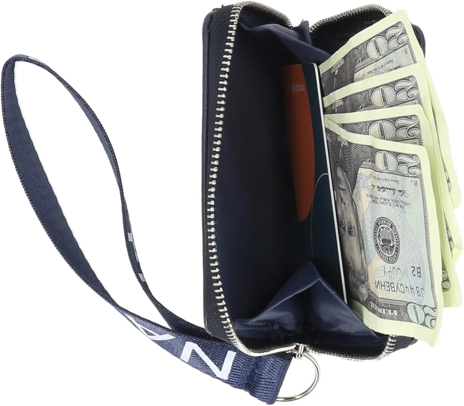 Nautica Everglades Small Wallet for Women, Compact Thin Wristlet, Credit Card Wallet with ID Window, Zippered Coin Purse, Indigo