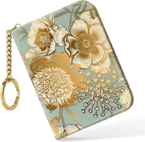 Nipichsha Women's Small RFID Blocking Credit Card Wallet, Blooming Flowers, Leather, Slim and Compact, 4.33 x 3.15 in