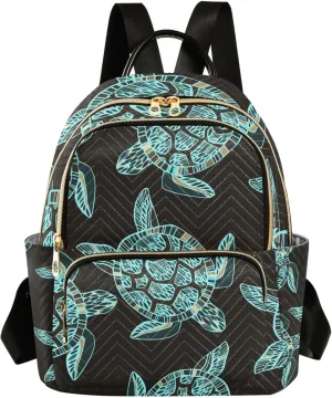 Ocean Women Fashion Backpack Sea Turtle Zen Aqua Sturdy Daily Bag Compact Regular Bag Diaper Bag