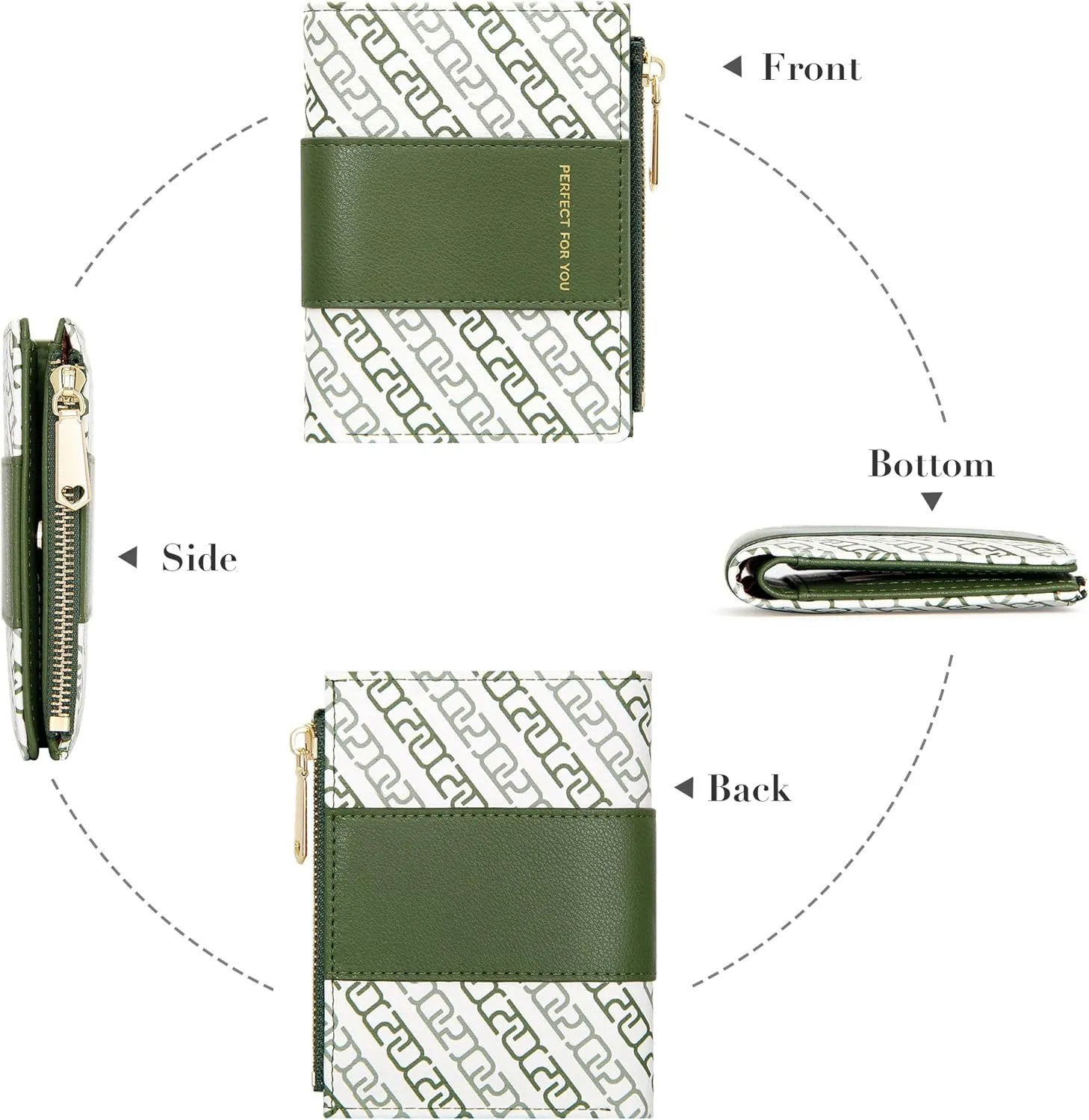 OIDERY Small Card Holder Wallet for Women, Bifold Compact Wallet with ID Window-Womens Wallet with Zipper Purse