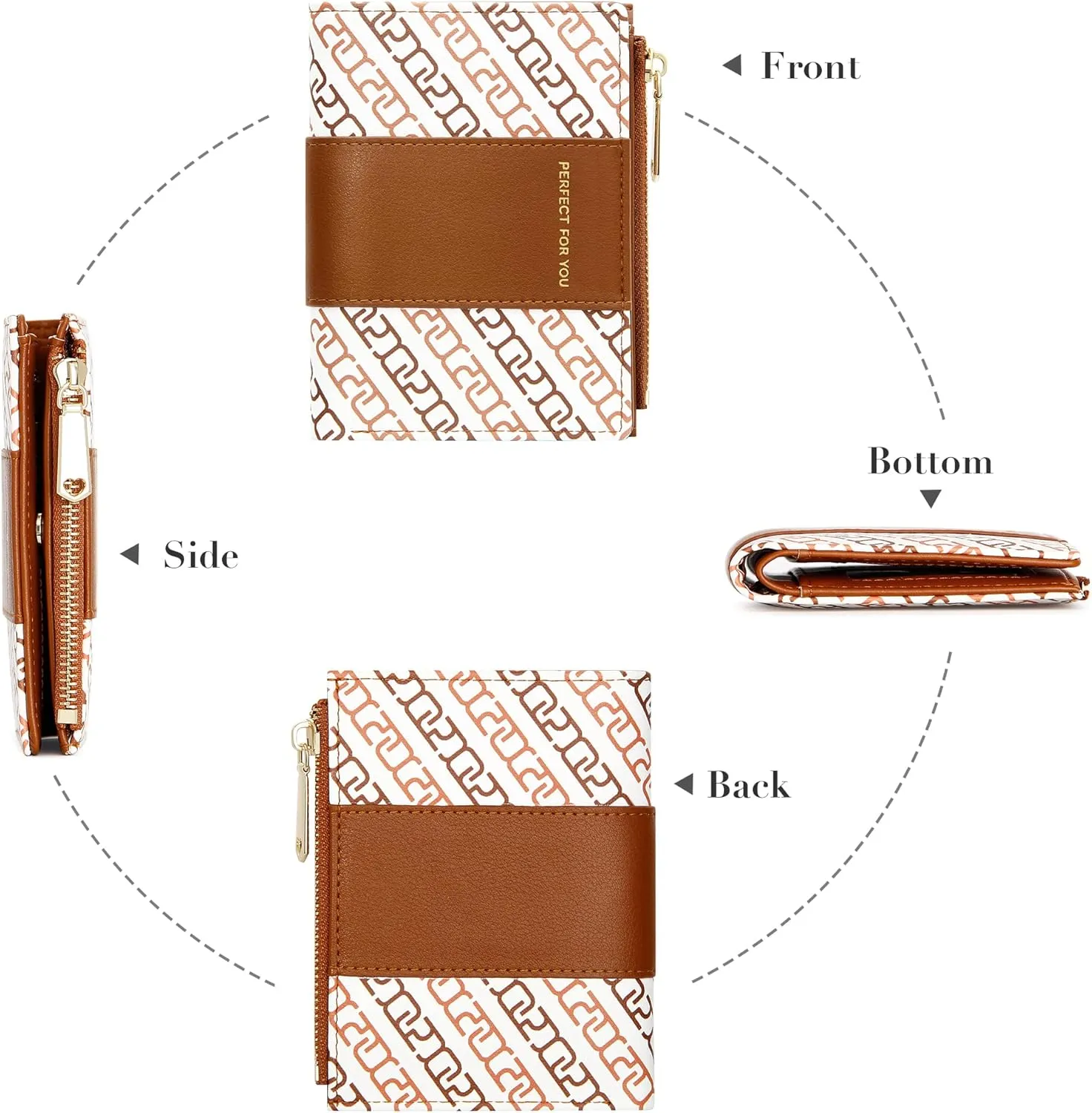OIDERY Small Card Holder Wallet for Women, Bifold Compact Wallet with ID Window-Womens Wallet with Zipper Purse