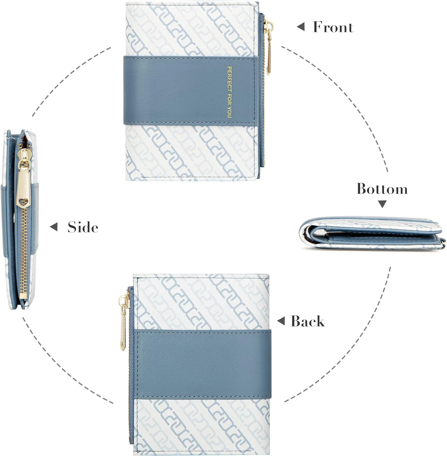OIDERY Small Card Holder Wallet for Women, Bifold Compact Wallet with ID Window-Womens Wallet with Zipper Purse