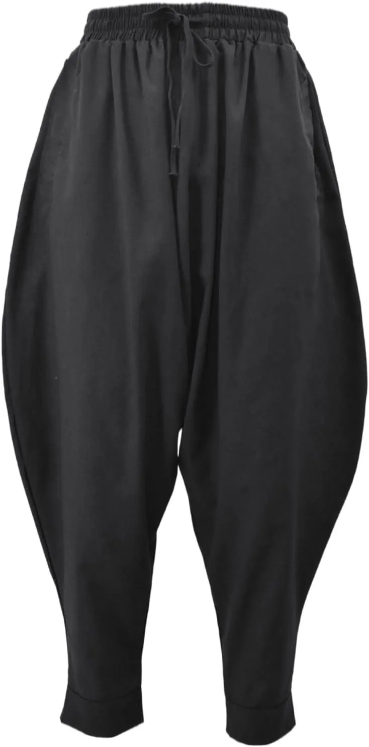PACEIADTA Mens Casual Harem Pants Baggy Aladdin Hippie Elastic Waist Drop Crotch Trousers