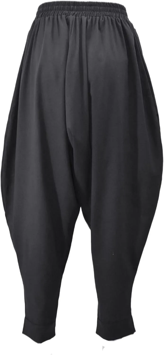 PACEIADTA Mens Casual Harem Pants Baggy Aladdin Hippie Elastic Waist Drop Crotch Trousers
