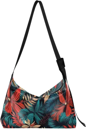 Palm Leaves Crossbody Bag for Women Men with Adjustable Strap PU Leather Shoulder Hobo Purse Bag 20850147