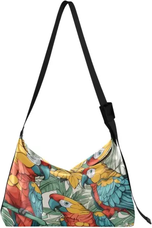 Parrot Pattern Shoulder Bag for Women Waterproof PU Leather Hobo Bags Crossbody Purse with Zipper Closure