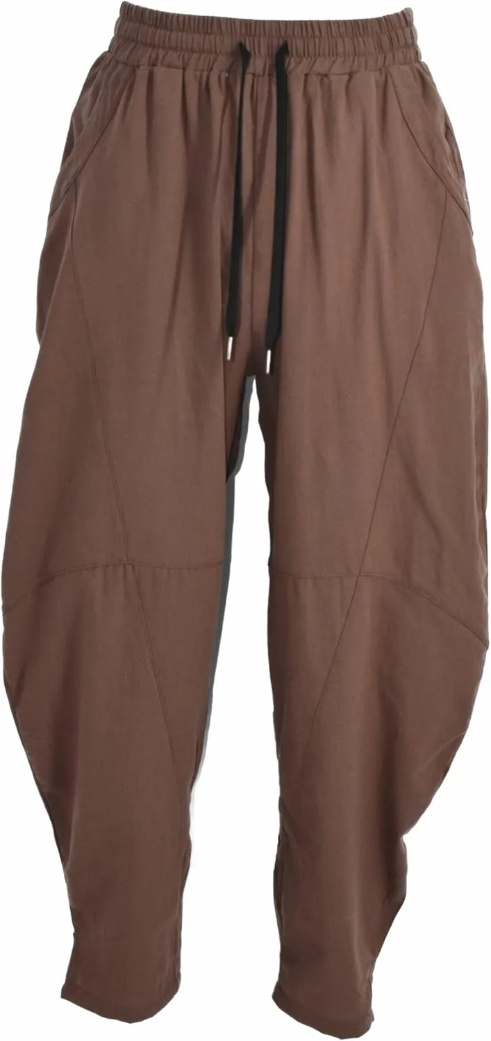 perdontoo Men's Linen Cotton Loose Fit Casual Lightweight Elastic Waist Summer Beach Pants
