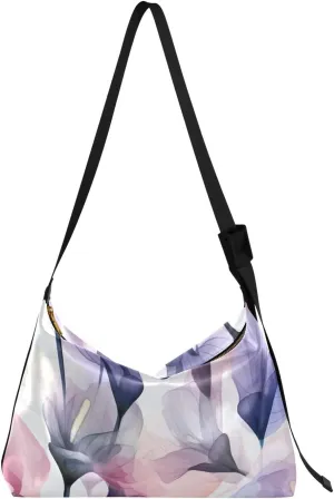 Pink Lily Flowers Leather Hobo Bag for Women Men Casual Shoulder Bag with Adjustable Strap Large Capacity Hobo Handbag
