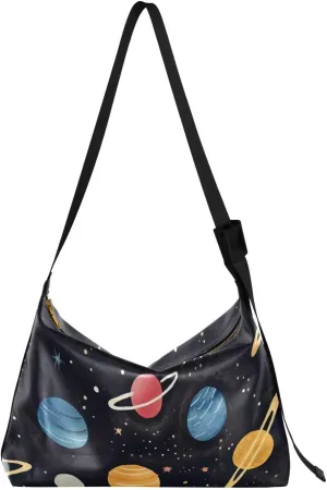 Planet Space Crossbody Bag for Women Men with Adjustable Strap PU Leather Shoulder Hobo Purse Bag 20848857